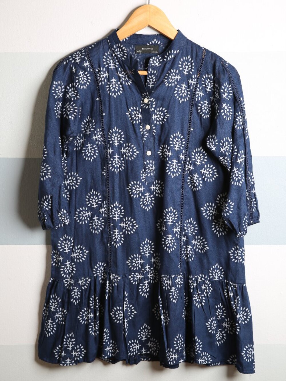 Boho Print Tunic with Mandarin Collar